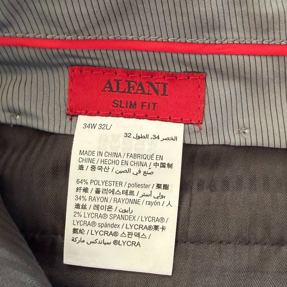 Alfani Men's Suit Slim Fit 40L Jacket 34W x 32L Pants - Picture 11 of 14